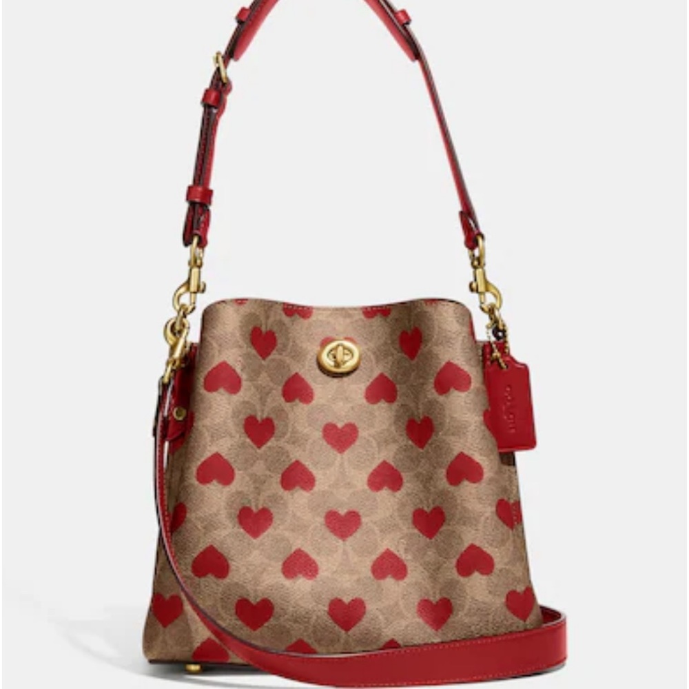 Willow Bucket Bag In Signature Canvas With Heart Print COACH